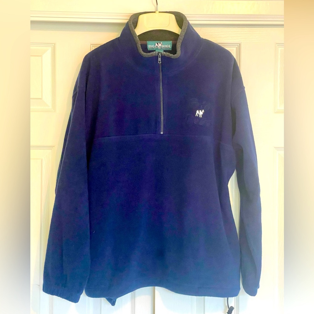 Big Dogs Men’s Navy Blue Quarter-Zip Fleece Pullover, size XL